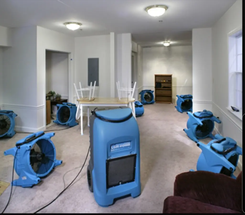 Air movers and dehumidifier setup for Water Extraction & Removal in Chicopee
